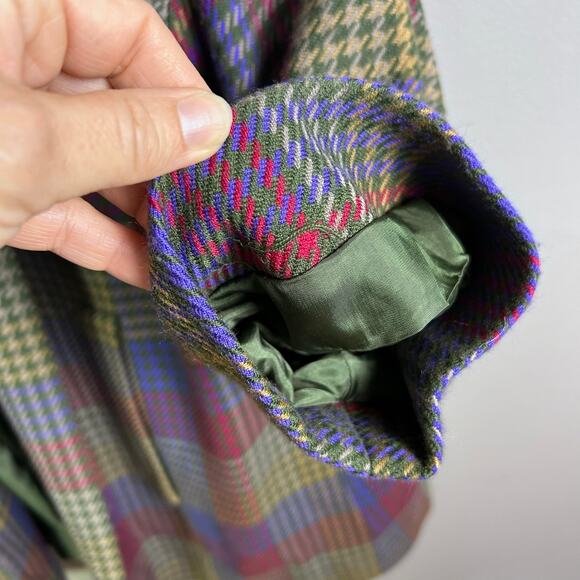 Jun Ashida Paris coat medium plaid houndstooth colorful wool oversized shawl - Picture 8 of 11